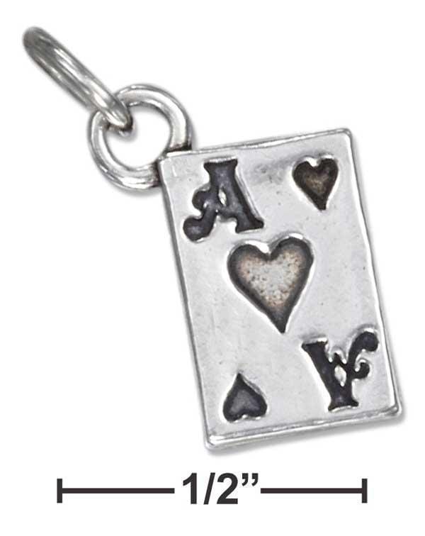 Silver Charms & Pendants Sterling Silver Charm:  Three Dimensional Playing Card Ace Of Hearts Charm JadeMoghul