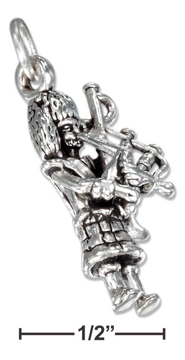 Silver Charms & Pendants Sterling Silver Charm:  Three Dimensional Scottish Bagpipe Player Charm JadeMoghul