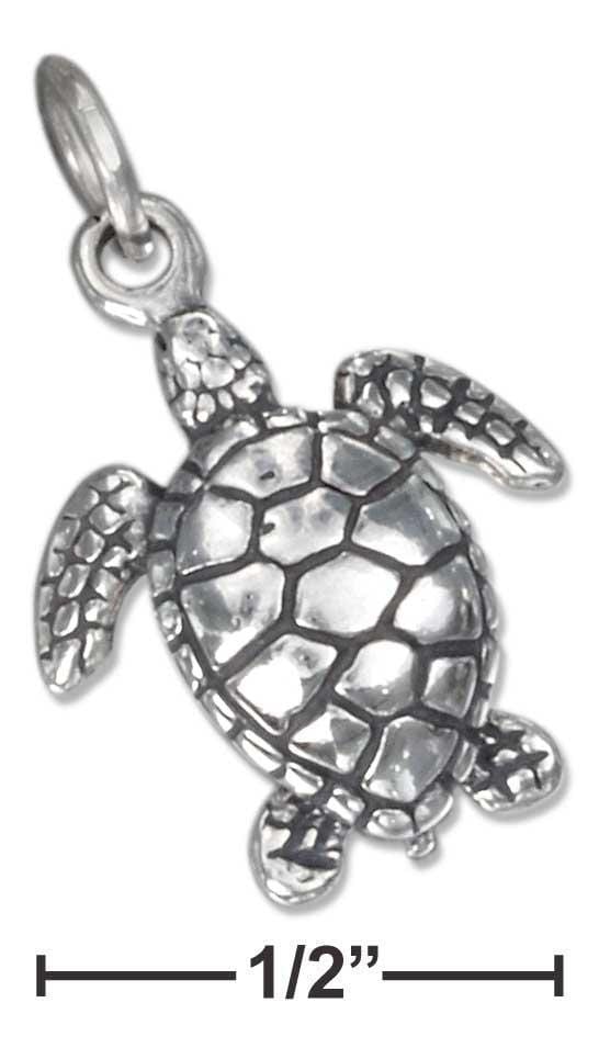 Silver Charms & Pendants Sterling Silver Charm:  Three Dimensional Sea Turtle Charm JadeMoghul