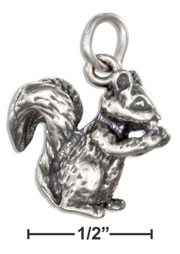 Silver Charms & Pendants Sterling Silver Charm:  Three Dimensional Squirrel Charm Eating A Nut JadeMoghul