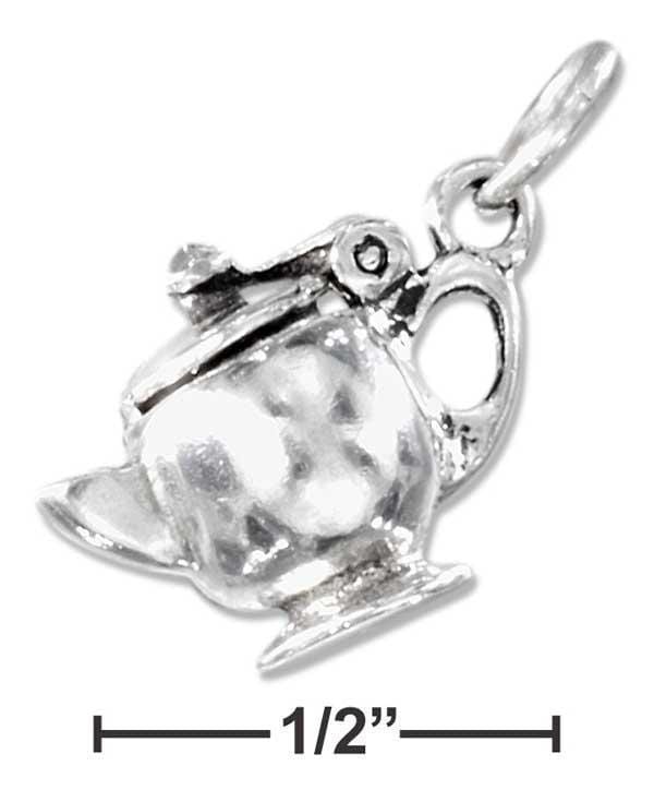 Silver Charms & Pendants Sterling Silver Charm:  Three Dimensional Teapot Charm That Opens JadeMoghul