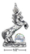 Silver Charms & Pendants Sterling Silver Charm:  Three Dimensional Unicorn Charm With Clear Crystal Ball JadeMoghul