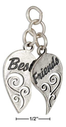 Silver Charms & Pendants Sterling Silver Charm:  Two Piece "best" "friends" Heart Charm JadeMoghul