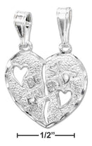 Silver Charms & Pendants Sterling Silver Charm:  Two Piece Break Apart Heart "best Friends" Pendant JadeMoghul