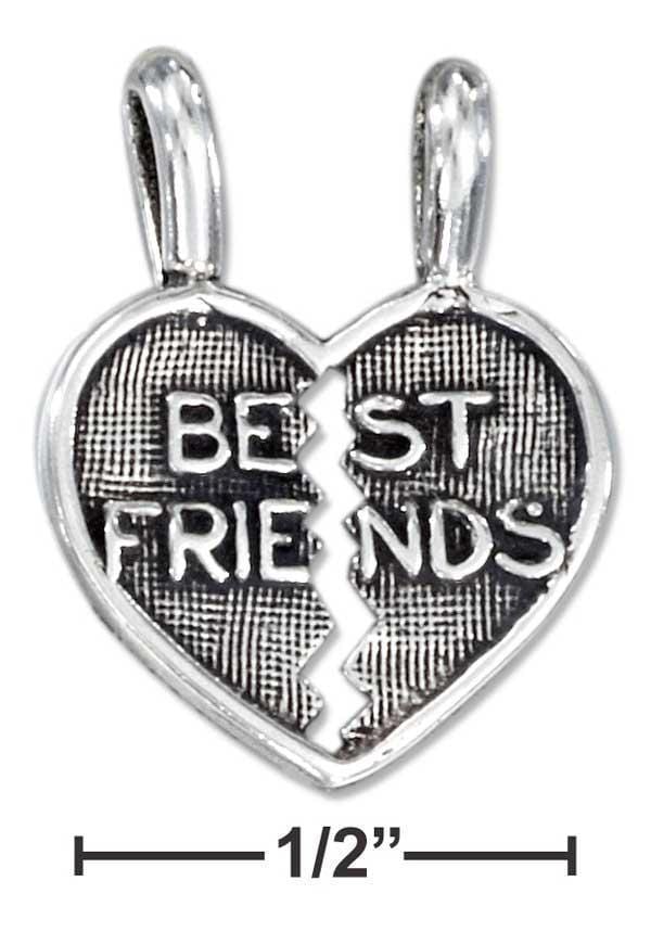 Silver Charms & Pendants Sterling Silver Charm:  Two Piece Break Apart Heart "best Friends" Pendant JadeMoghul