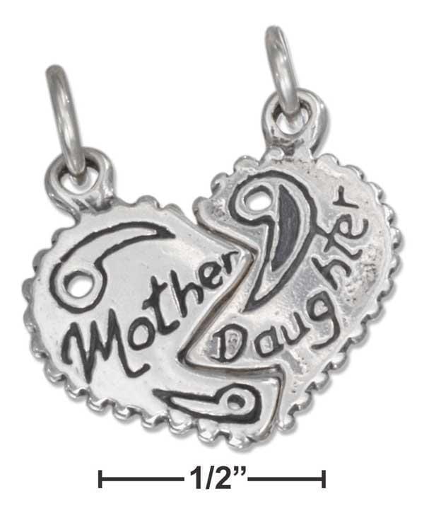Silver Charms & Pendants Sterling Silver Charm:  Two Piece Heart "mother Daughter" Charm JadeMoghul