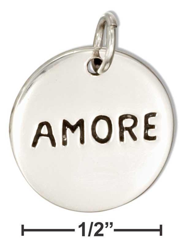 Silver Charms & Pendants Sterling Silver Charm:  Two Sided Round "Amore" "Love" Message Charm JadeMoghul Inc.