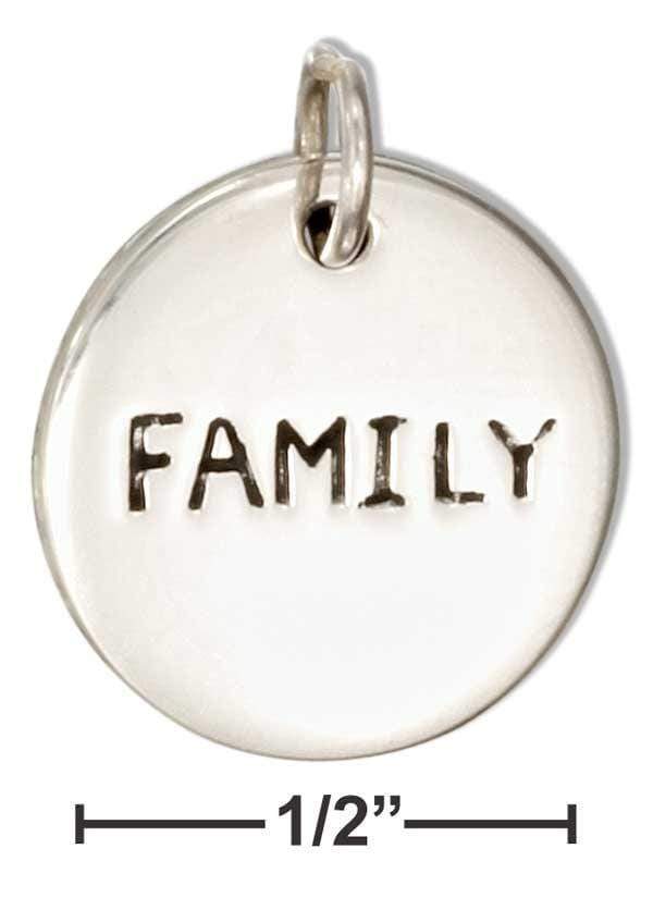 Silver Charms & Pendants Sterling Silver Charm:  Two Sided Round "Family" "Domus" Message Charm JadeMoghul Inc.