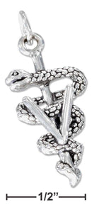 Silver Charms & Pendants Sterling Silver Charm:  Veterinary Symbol Charm With "v" And Wrapped Snake JadeMoghul