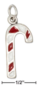 Silver Charms & Pendants Sterling Silver Charm:  White And Red Candy Cane Charm JadeMoghul Inc.