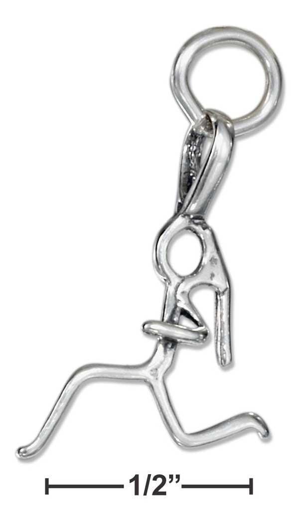 Silver Charms & Pendants Sterling Silver Charm:  Woman Girl Runner Charm With Ponytail JadeMoghul