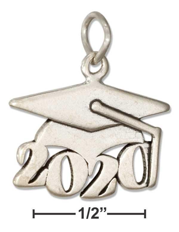 Silver Charms & Pendants Sterling Silver Charm:  Year "2020" Graduation Cap Charm JadeMoghul Inc.