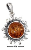 Silver Charms & Pendants Sterling Silver Charms:  Antiqued Honey Amber Sun Pendant JadeMoghul