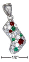 Silver Charms & Pendants Sterling Silver Christmas Stocking Bootie Charm With Clear, Red And Green Cubic Zirconias JadeMoghul Inc.