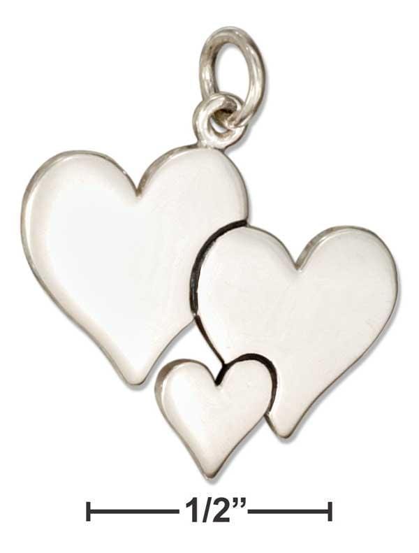 Silver Charms & Pendants Sterling Silver Cluster Of Hearts Charm JadeMoghul Inc.