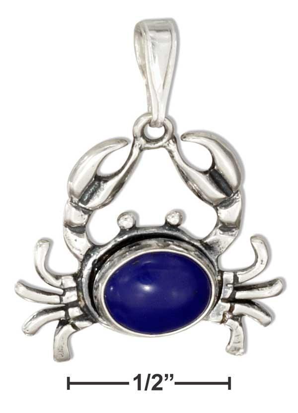 Silver Charms & Pendants Sterling Silver Crab With Blue Concho Pendant JadeMoghul