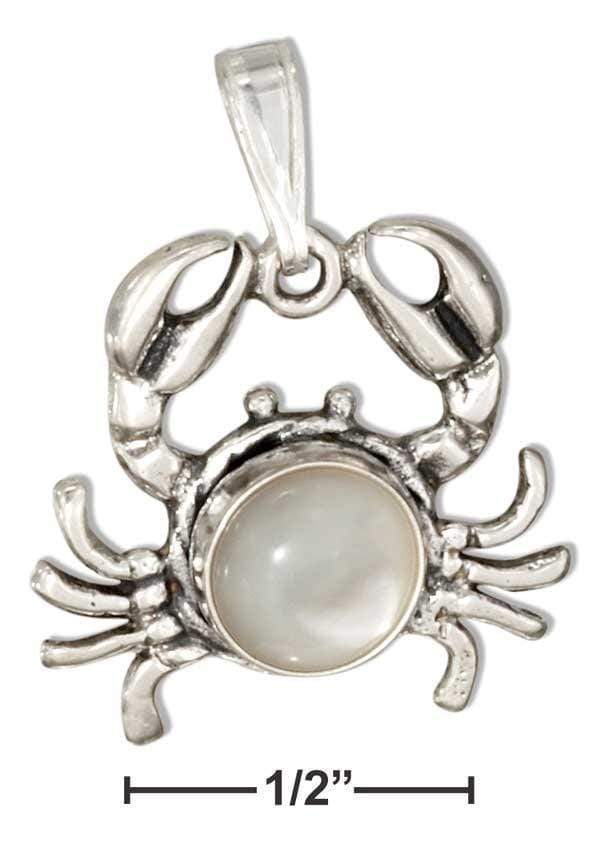 Silver Charms & Pendants Sterling Silver Crab With Mother Of Pearl Concho Pendant JadeMoghul