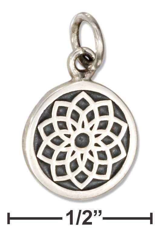 Silver Charms & Pendants Sterling Silver Crown Chakra 7th Chakra Charm With Sahasrara In Sanskrit JadeMoghul