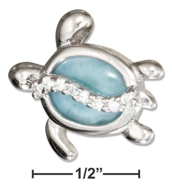 Silver Charms & Pendants Sterling Silver Cubic Zirconia And Larimar Turtle Pendant JadeMoghul