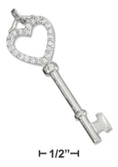 Silver Charms & Pendants STERLING SILVER CUBIC ZIRCONIA OPEN HEART KEY PENDANT JadeMoghul