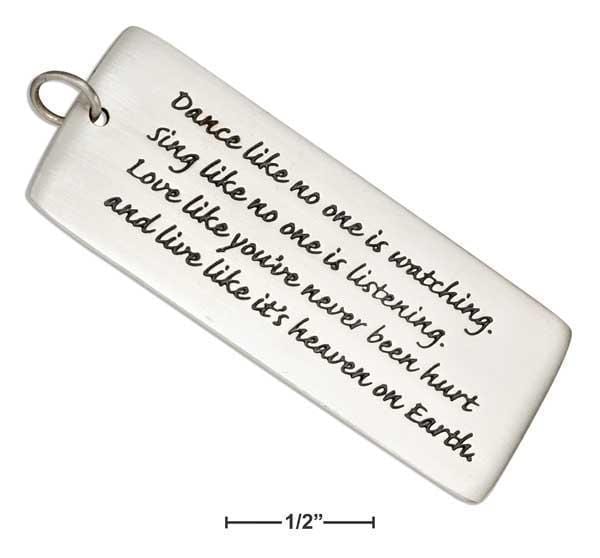 Silver Charms & Pendants Sterling Silver "dance Like No One Is Watching" Message Charm JadeMoghul