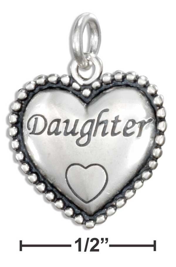 Silver Charms & Pendants Sterling Silver "Daughter" Heart Charm JadeMoghul Inc.