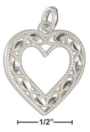 Silver Charms & Pendants Sterling Silver Diamond Cut Open Heart Charm JadeMoghul Inc.