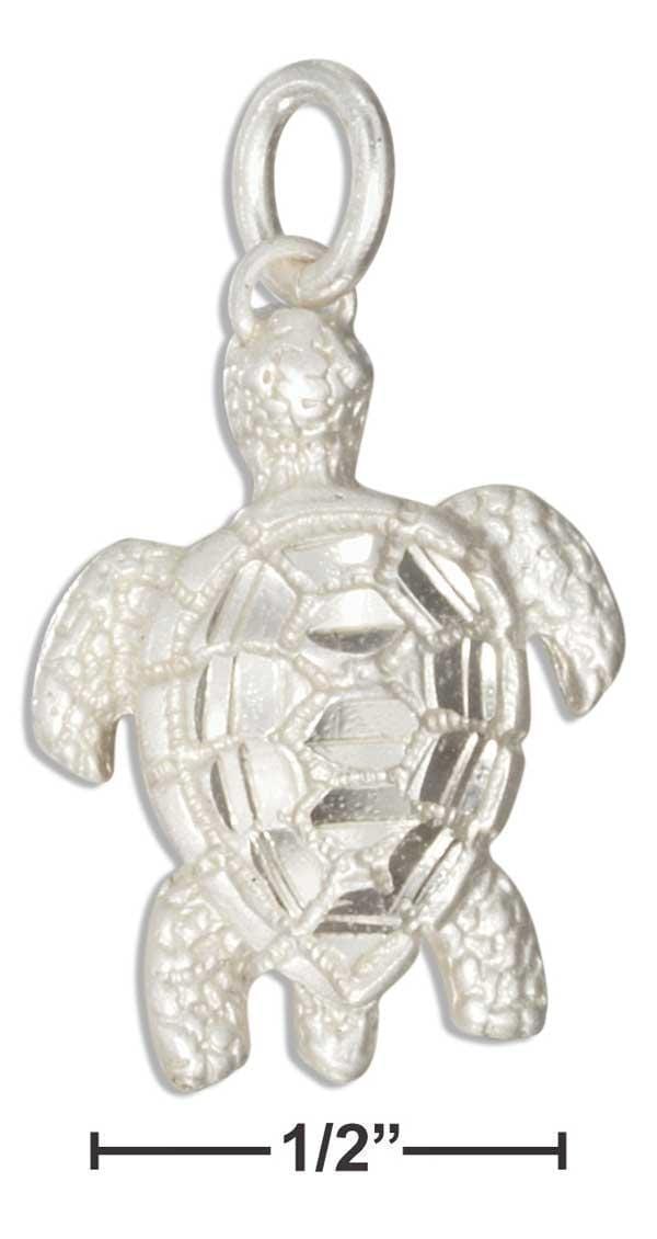 Silver Charms & Pendants Sterling Silver Diamond Cut Sea Turtle Charm JadeMoghul