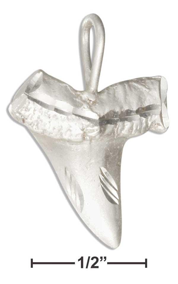 Silver Charms & Pendants Sterling Silver Diamond Cut Shark Tooth Pendant JadeMoghul