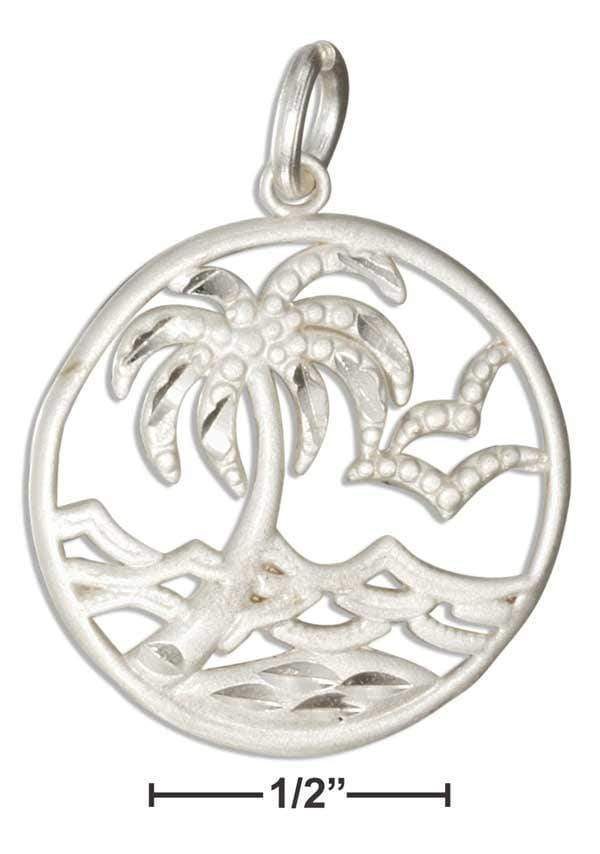 Silver Charms & Pendants Sterling Silver Diamond Cut Tropical Ocean View Charm JadeMoghul Inc.