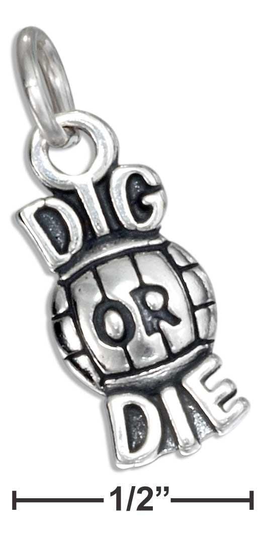 Silver Charms & Pendants Sterling Silver "Dig Or Die" Volleyball Charm JadeMoghul Inc.