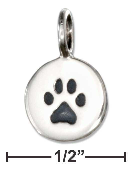 Silver Charms & Pendants Sterling Silver Disk With Paw Print Charm JadeMoghul