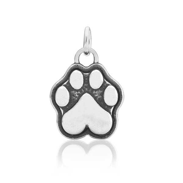 Silver Charms & Pendants Sterling Silver Dog Paw Print With Heart Shaped Pad Charm JadeMoghul Inc.