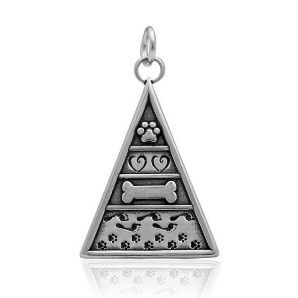 Silver Charms & Pendants Sterling Silver Dog Pyramid Of Life Pendant What's Important To Dogs JadeMoghul