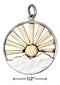 Silver Charms & Pendants Sterling Silver Double Layer Mountain Charm With Bronze Sun And Rays JadeMoghul Inc.