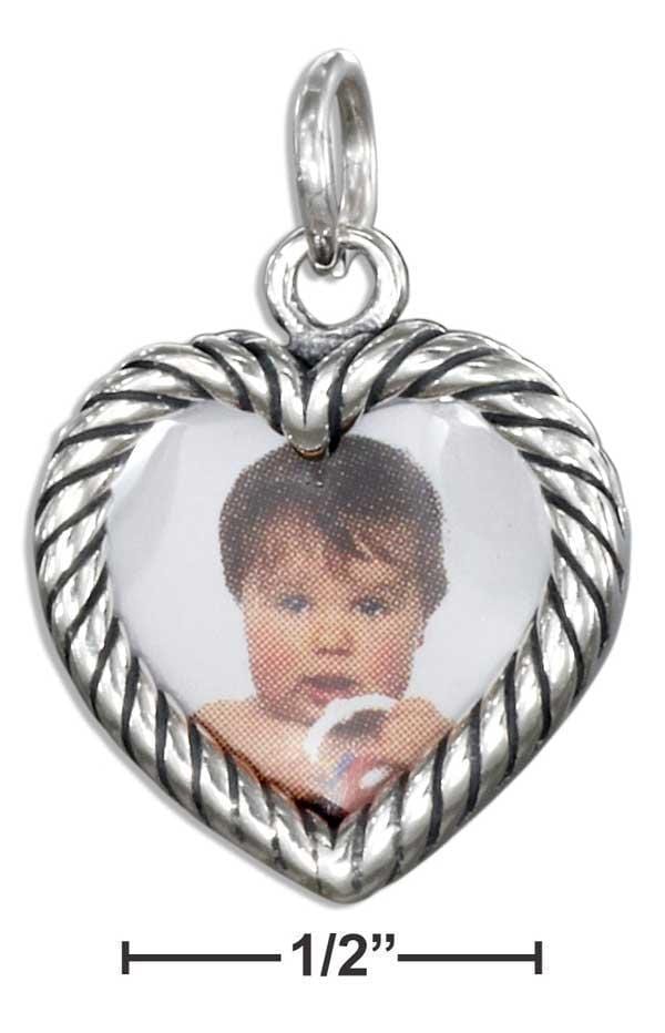 Silver Charms & Pendants STERLING SILVER DOUBLE SIDED HEART PICTURE FRAME CHARM JadeMoghul