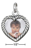 Silver Charms & Pendants Sterling Silver Double Sided Heart Picture Frame Charm JadeMoghul Inc.