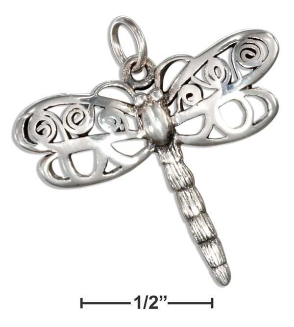 Silver Charms & Pendants Sterling Silver Dragonfly Pendant With Filigree Wings JadeMoghul Inc.