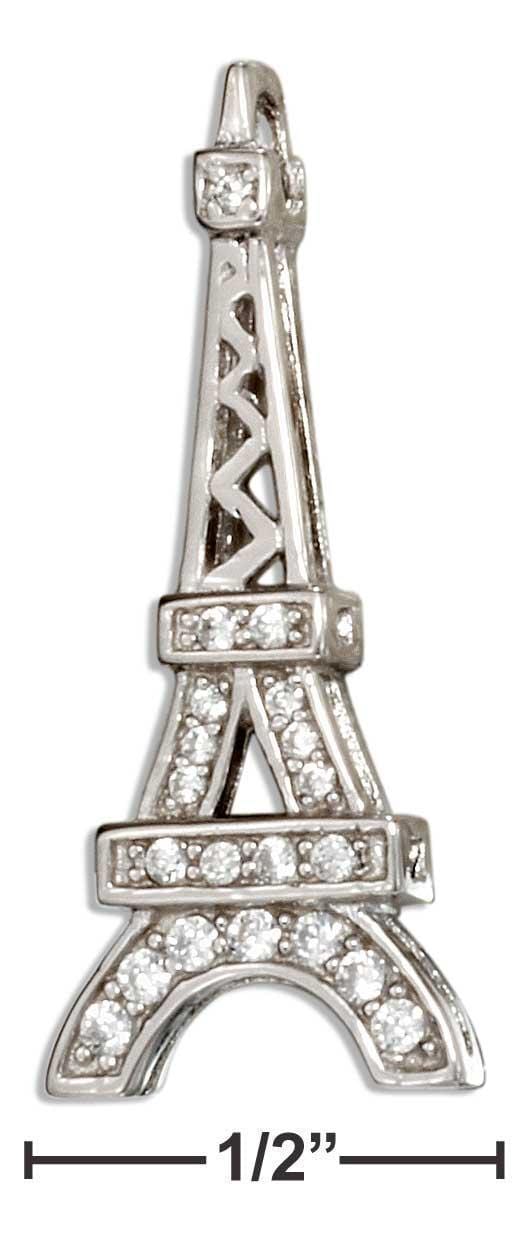 Silver Charms & Pendants Sterling Silver Eiffel Tower Pendant With Pave Cubic Zirconias JadeMoghul