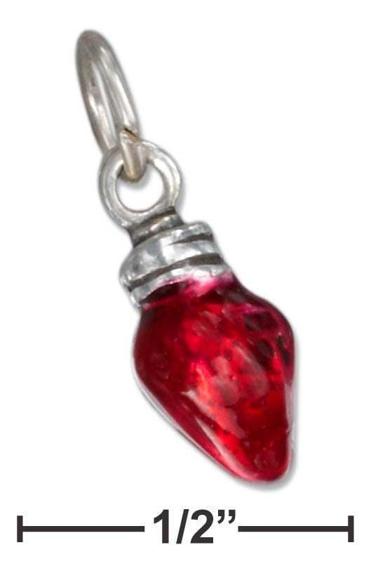 Silver Charms & Pendants Sterling Silver Enamel 3D Red Christmas Light Bulb Charm JadeMoghul Inc.