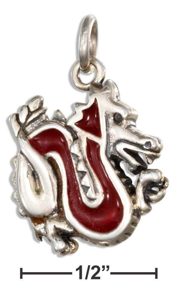 Silver Charms & Pendants STERLING SILVER ENAMEL RED DRAGON CHARM JadeMoghul