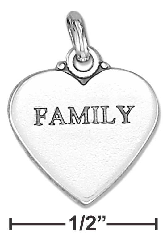 Silver Charms & Pendants Sterling Silver "Family" Affirmation Heart Charm JadeMoghul Inc.