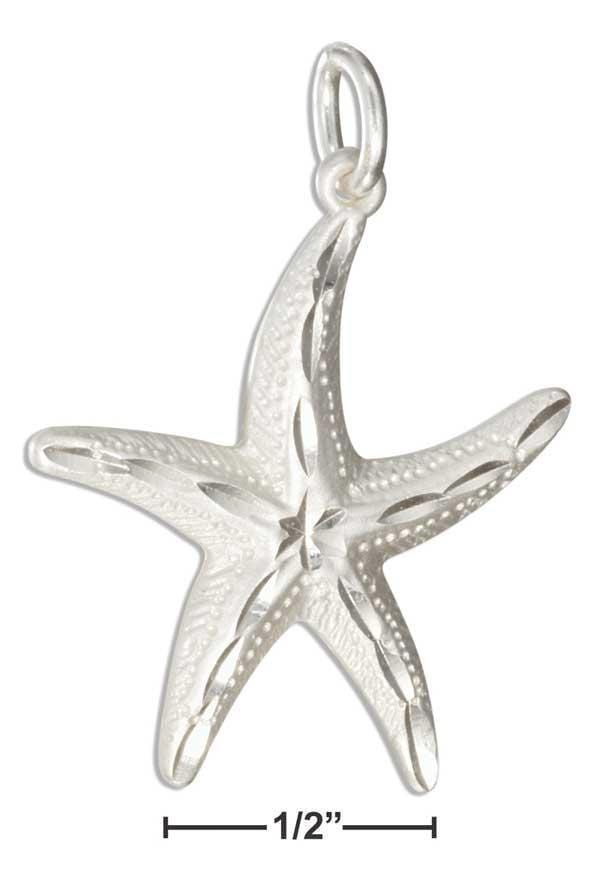 Silver Charms & Pendants Sterling Silver Fancy Diamond Cut Starfish Charm JadeMoghul