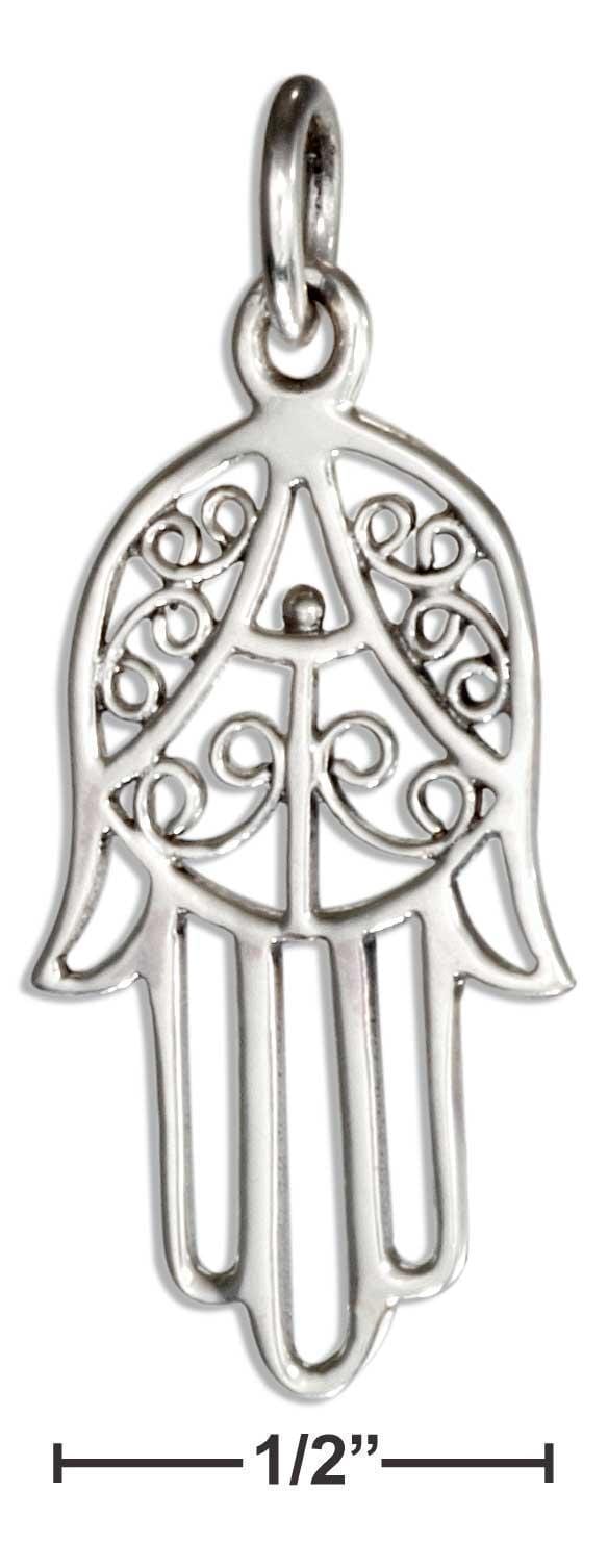 Silver Charms & Pendants STERLING SILVER FILIGREE HAMSA PENDANT JadeMoghul