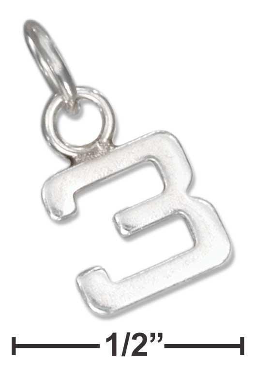 Silver Charms & Pendants Sterling Silver Fine Lined "3" Number Charm JadeMoghul Inc.