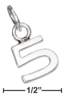 Silver Charms & Pendants Sterling Silver Fine Lined "5" Number Charm JadeMoghul Inc.