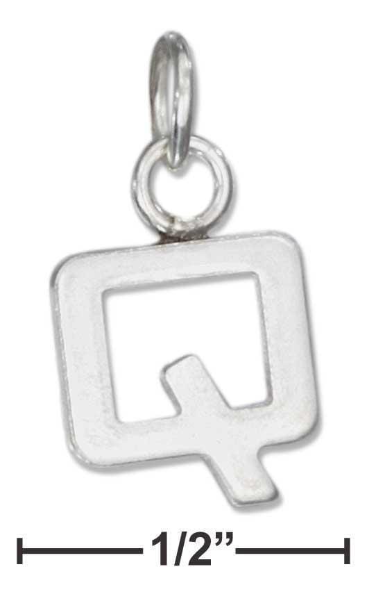 Sterling Silver Fine Lined Letter "Q" Charm