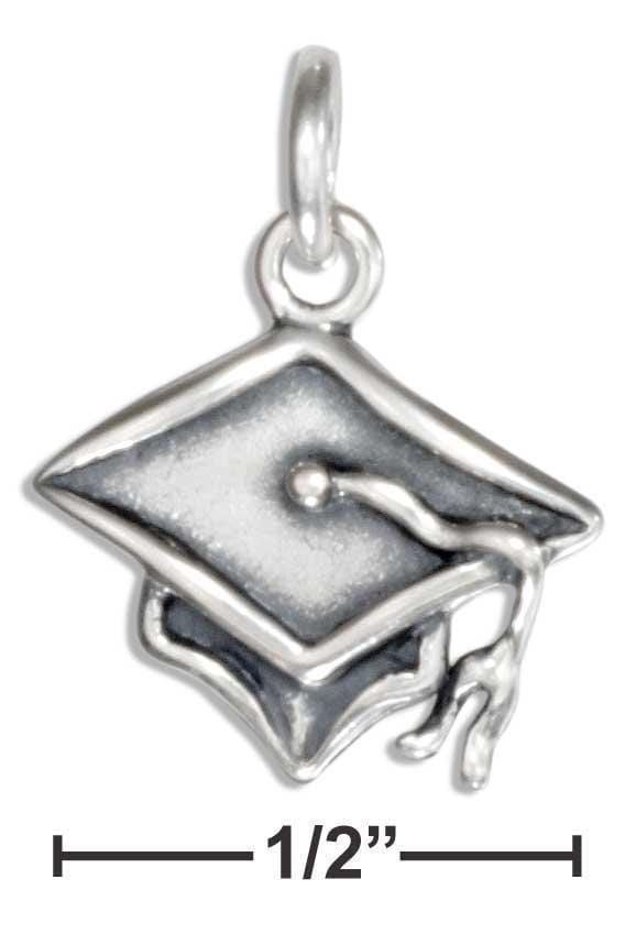 Silver Charms & Pendants Sterling Silver Flat Graduation Cap Charm JadeMoghul Inc.