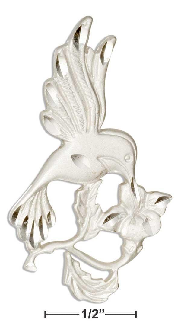 Silver Charms & Pendants Sterling Silver Flower And Hummingbird Pendant JadeMoghul Inc.