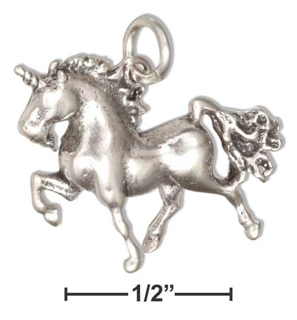 Silver Charms & Pendants Sterling Silver Galloping Unicorn Charm JadeMoghul Inc.